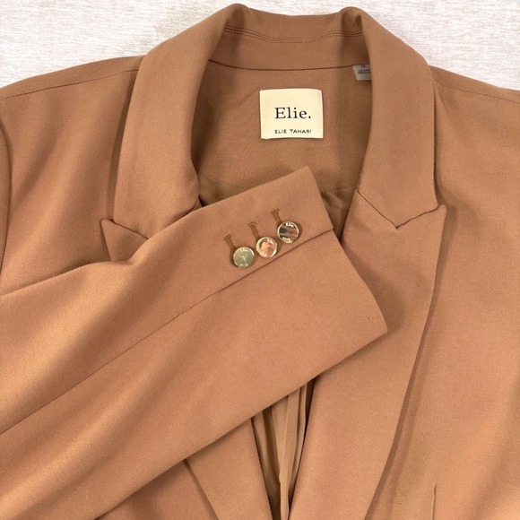 Elie Tahari Camel Brown One Button Blazer Womens Sz 14 PLUS - Picture 1 of 9